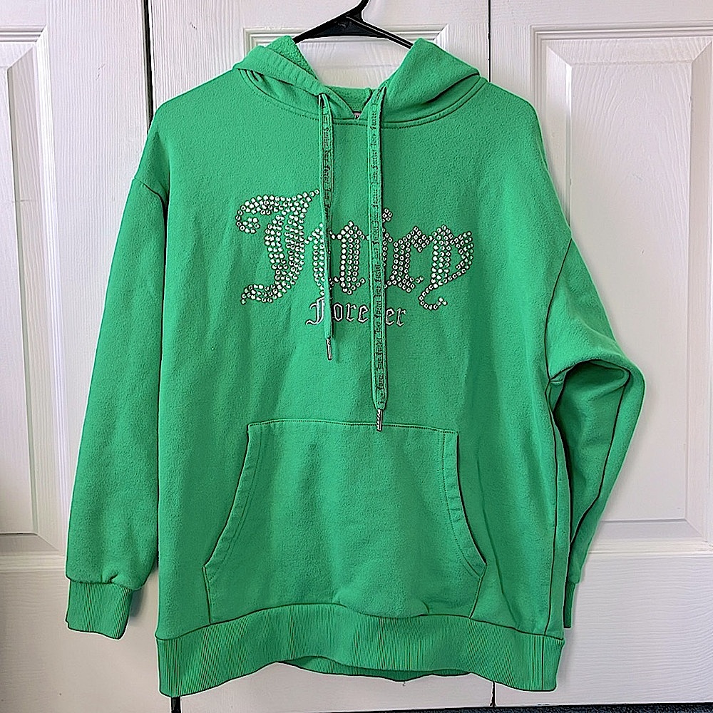juicy couture green rhinestone embellished sweatshirt